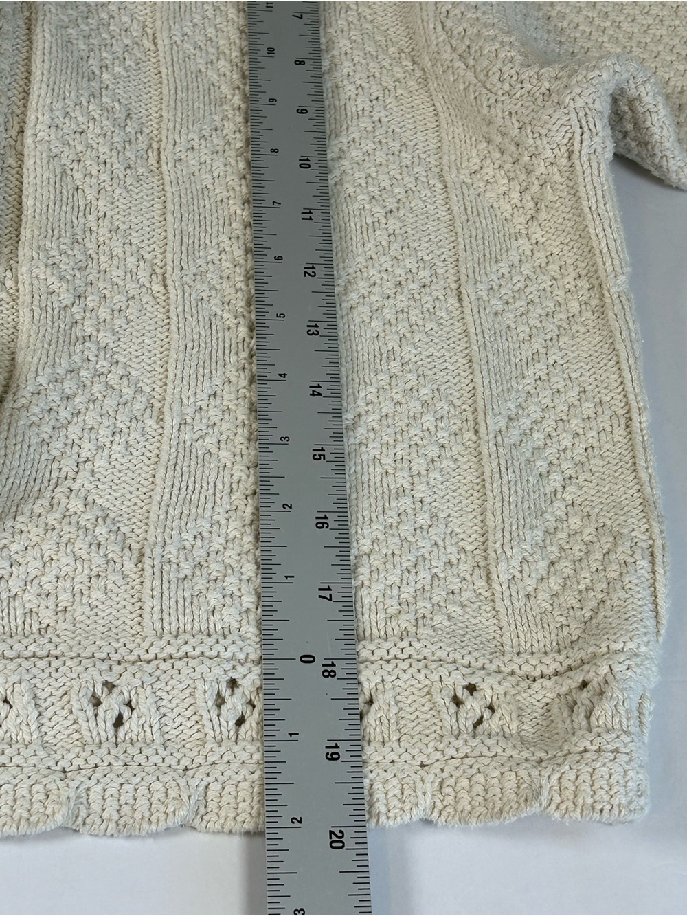 L.L. Bean Cream Chunky Knit Button-Front Cardigan - Picture 7 of 7